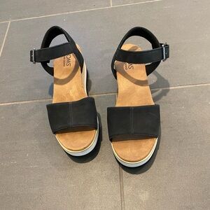 Tom’s Black Wedge Women's Sandals